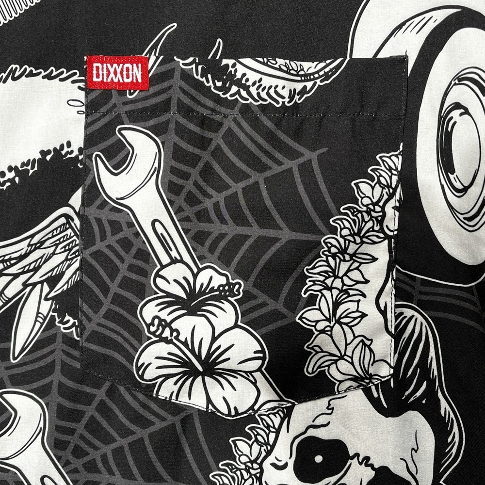 Dixxon Flannel‎ Co Rat Rod Skull Button Up Shirt 4X Black Short Sleeve - Picture 9 of 15